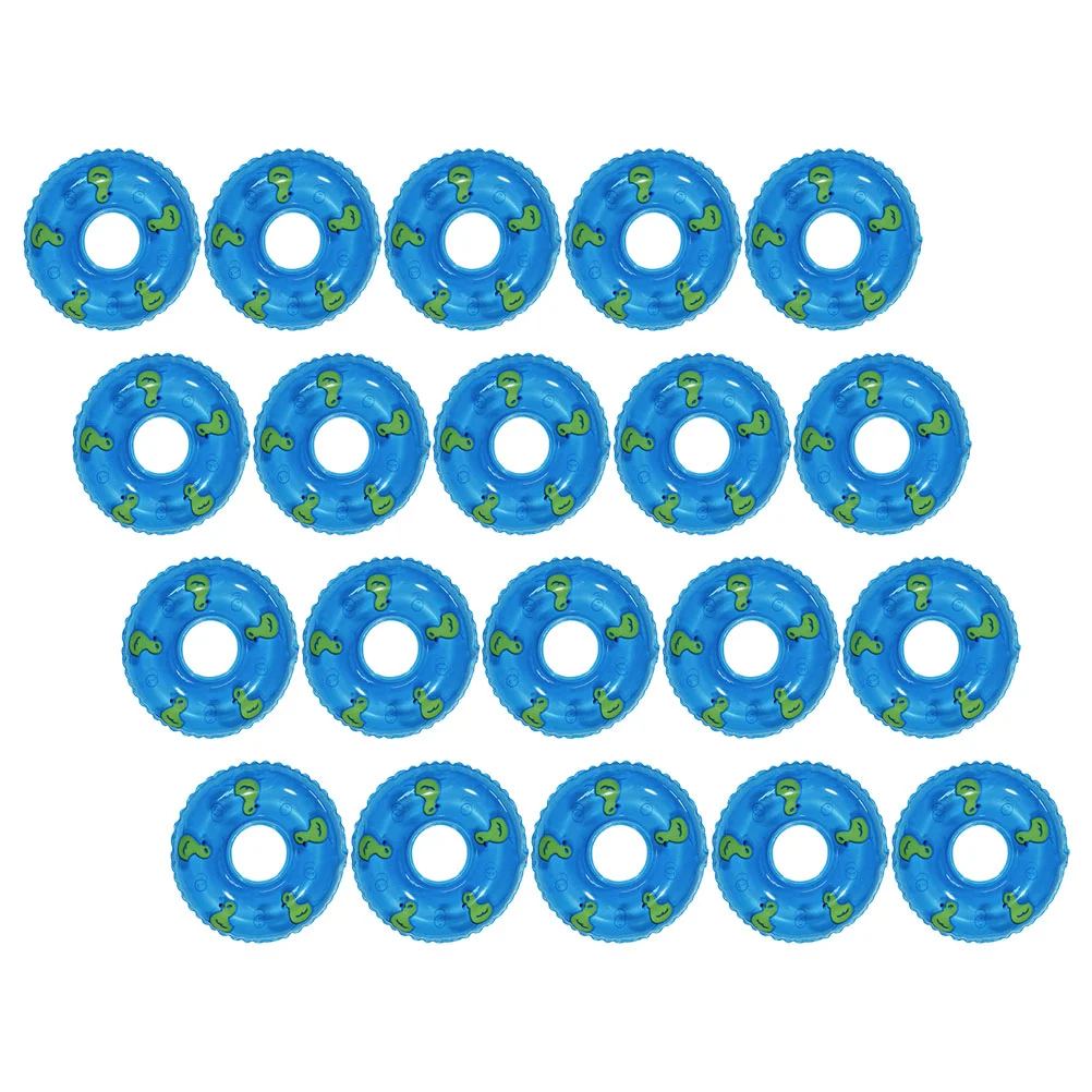 

20 Pcs Duckling Swimming Ring House Dolls Mini Decors Ornaments Summer Blue Pvc Child