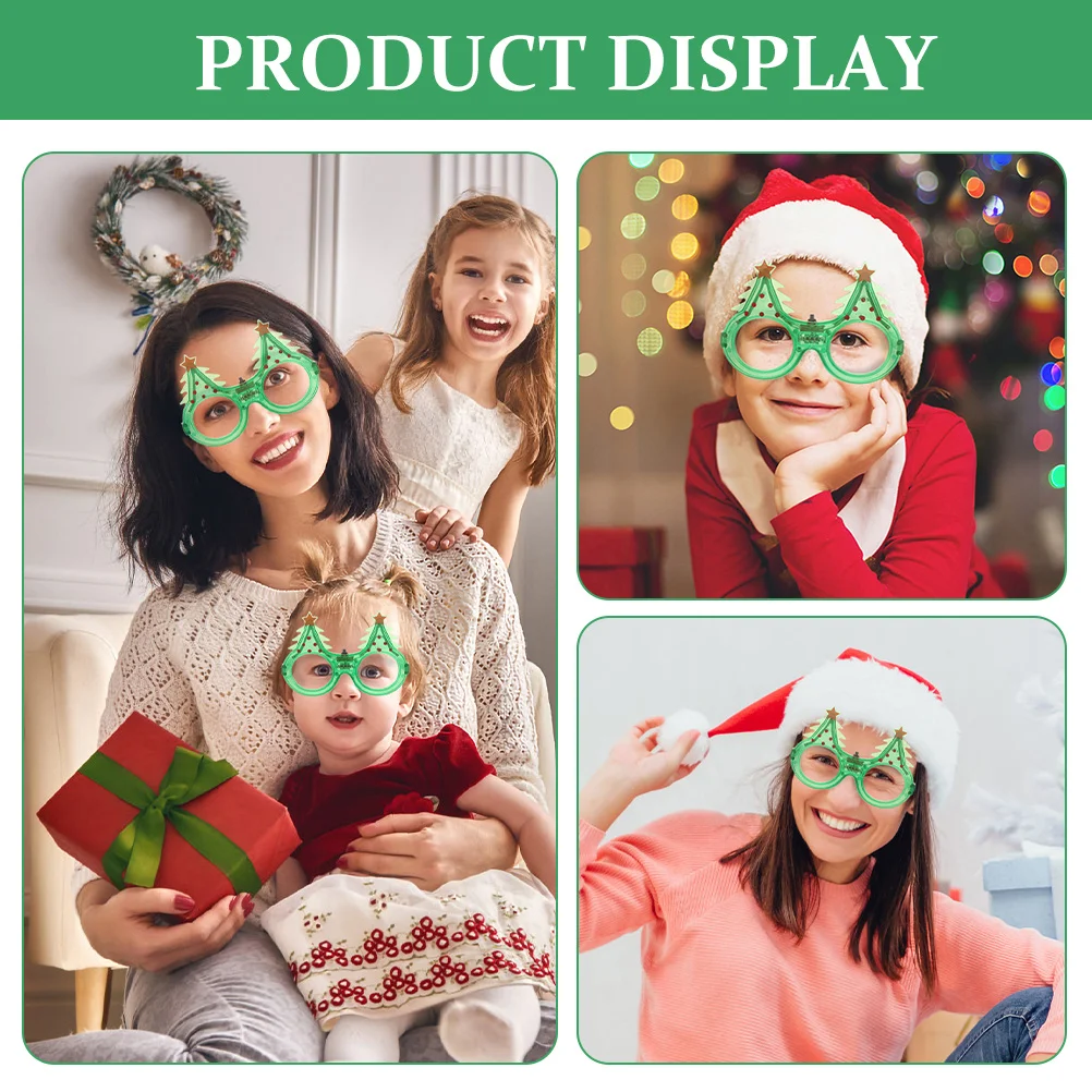 قطعتان من نظارات عيد الميلاد المضاءة المتوهجة للحفلات المفضلة لديكورات مناسبات العطلات وتصميم شجرة وامضة دعائم ممتعة للبالغين
