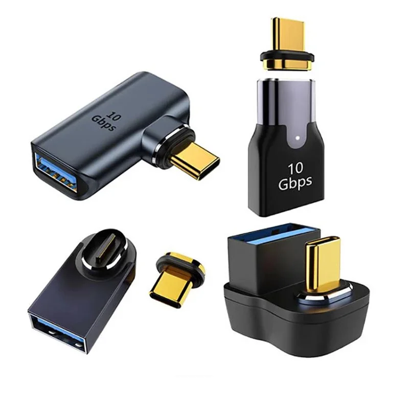 ตัวเชื่อมต่อแม่เหล็ก10Gbps USB ชนิด C ตัวผู้กับ USB3.0ตัวเมียอะแดปเตอร์ข้อมูลการชาร์จมุมขวา90องศาสำหรับแท็บเล็ตโทรได้แล็ปท็อป