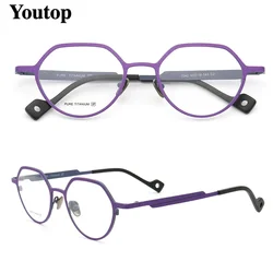 Pure Titanium Women Geometric Optical Eyewear Men Eyeglass Frame Fashionable Diamond Shield Shaped Rx Glasses Frames Pink Purple
