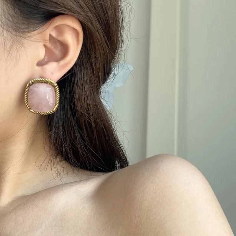 Fashion Jewelry Vintage Temperament Square Geometric Earrings For Women Party Gifts Simply Design Ear Accessories 2025 Trend New