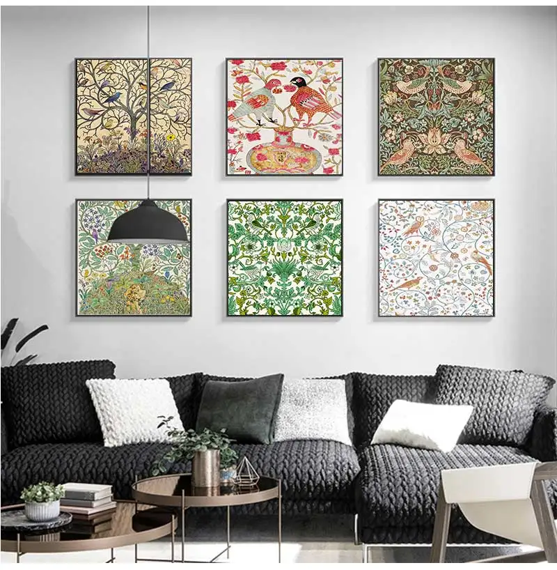 Tree of Life Tropical Songbirds Art Canvas Print Vintage Poster Antique Exotic Birds Nature Wall Art Canvas Painting Picture