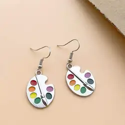 Fashion Colorful Paintboard Paintbrush Palette Hip-Hop Alloy Personality Women Earrings Korean Style