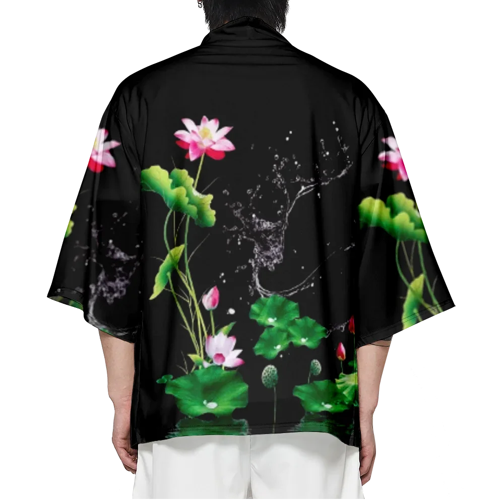 

Fashion Kimono Haori Cosplay Yukata Streetwear Kimono Unisex Tops Robe Plant Print Beach Bathrobe Japanese Harajuku Clothes