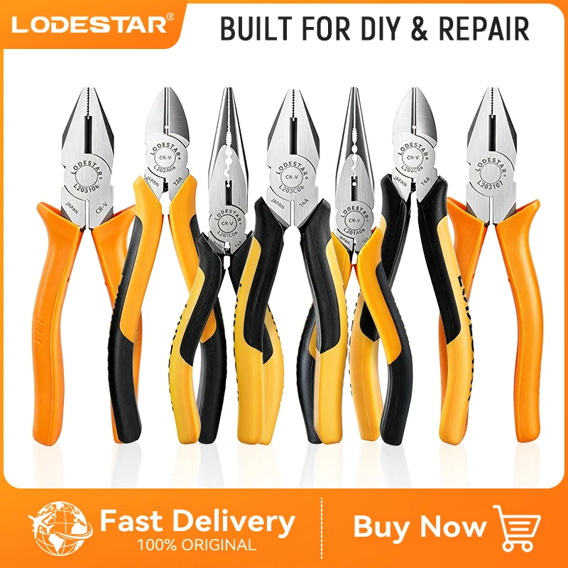 LODESTAR L203106 Universal Electric Wire Pliers Multi-purpose Diagonal & Flat Nose Cutter Hardened Steel For Cable Stripping