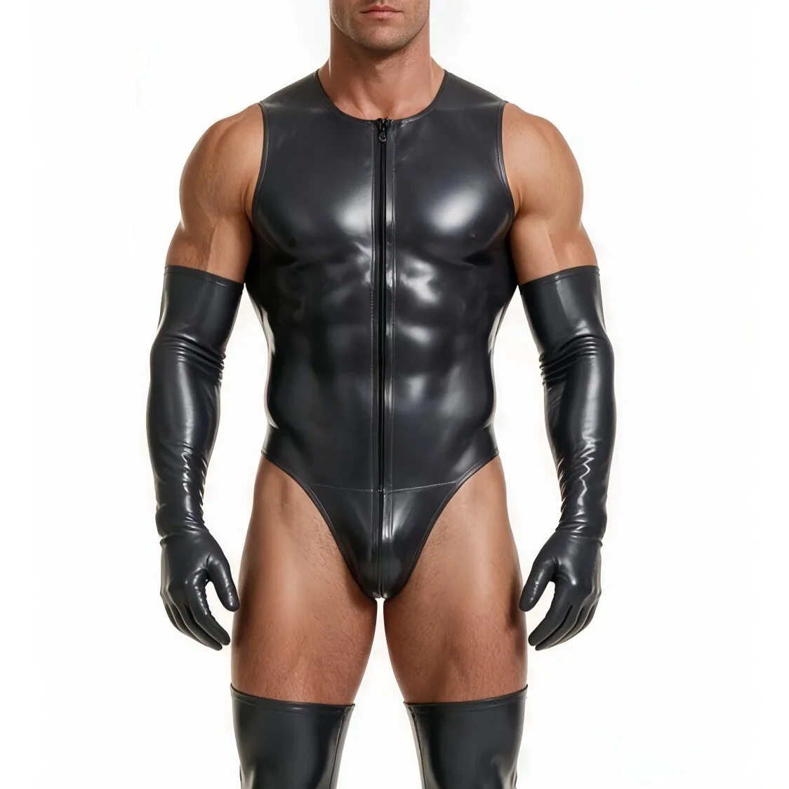 S-4XL Double Sided PU Leather Tank Bodysuit Tights Elastic Tank Top Gym Fitness Leotard Sleevless Muscle Shirt Tanktop Vest Body