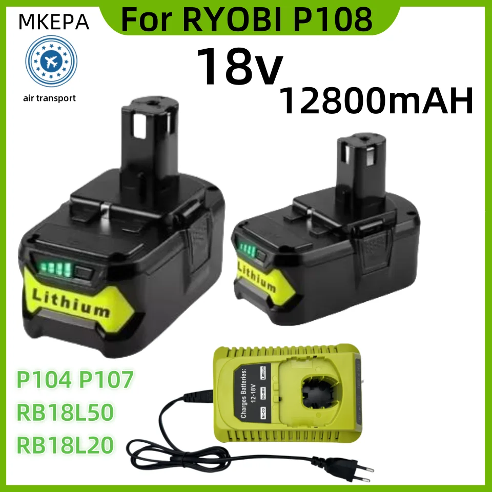 

18v 12800Ah For RYOBI P108 18V One+ Plus Battery 18 Volt Lithium-Ion Power Tools P104 P107 RB18L50 RB18L20 P108 ryobi lithium