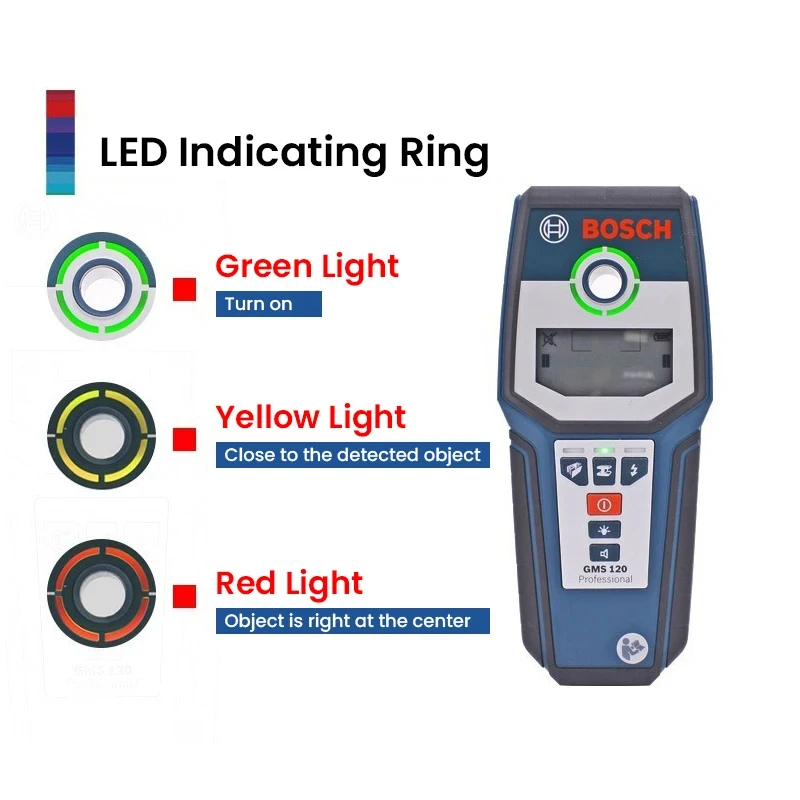 Bosch GMS120 Digital Multi-Scanner, Multifunctional Wall Detector Detector For Plastic Metal Wood Wall 120mm