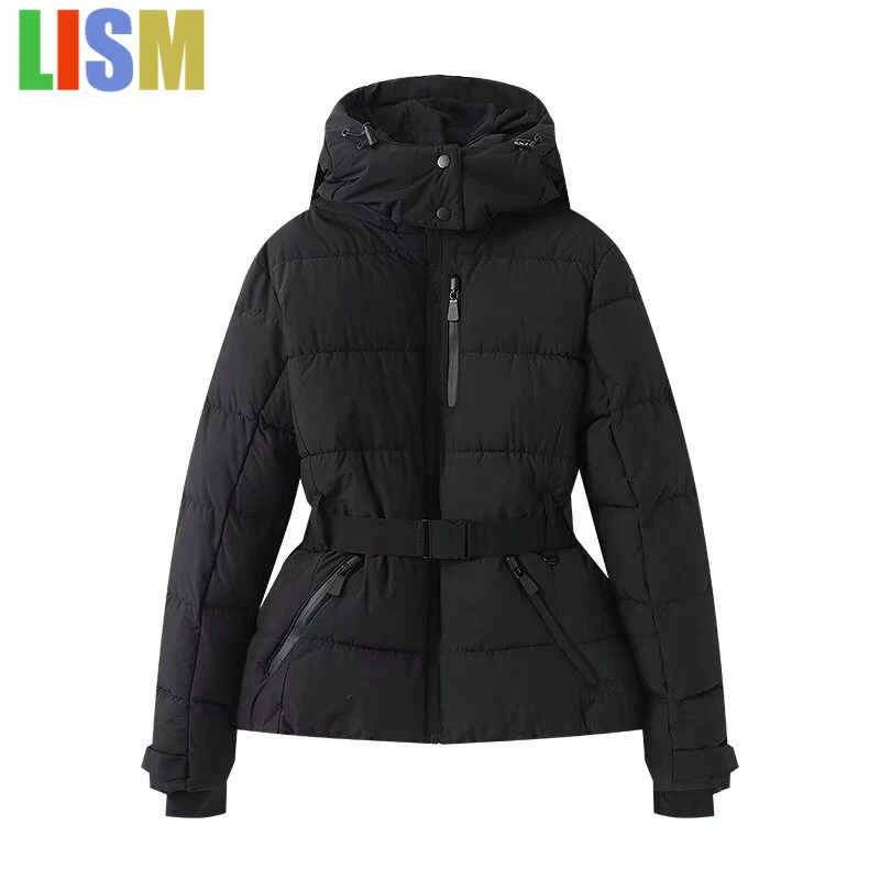 LISM Winter outerwears Women's Cotton Padded Parka Women Stylish Fashion Simple Versatile Waist Hooded Cotton Jacket clothing