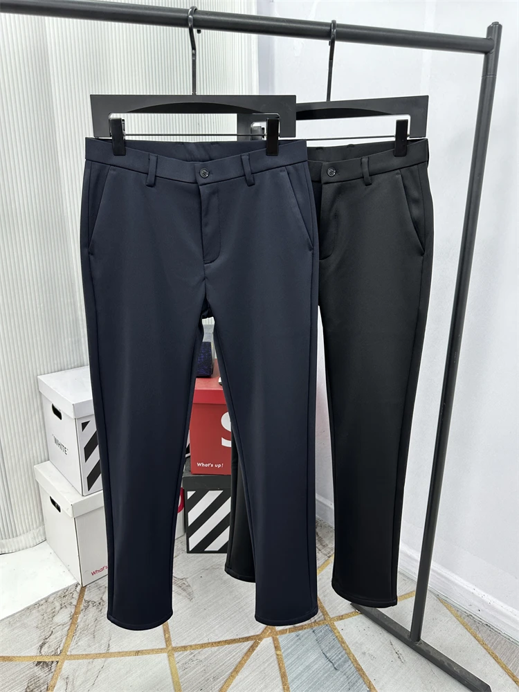 

Men's Busin Commuter Straight Leg Pants Autumn Winter New Arrival Thiened Fce Warm Casual Pure Color Trousers