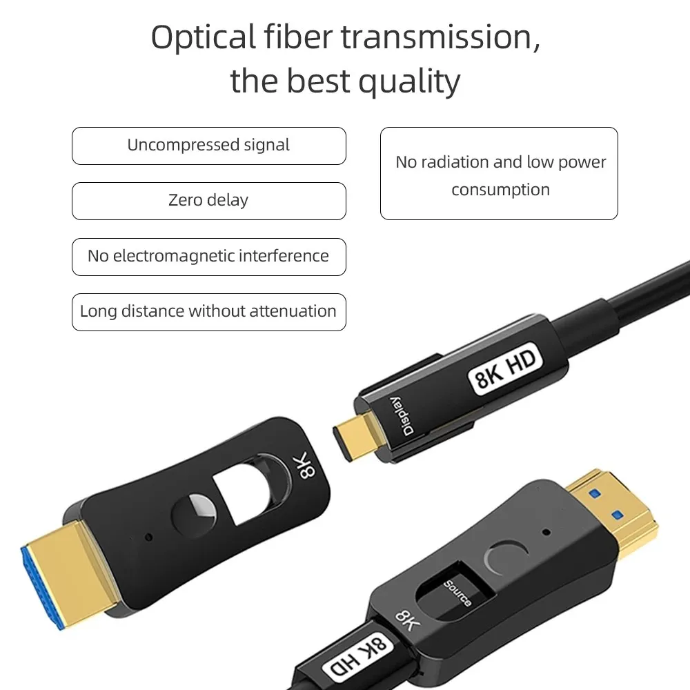 8K gwintowany kabel optyczny kompatybilny z Micro HDMI 2.1 kabel światłowodowy szybki 48 gb/s 8K @ 60Hz 4K @ 120Hz dla kamery cyfrowe Tablet