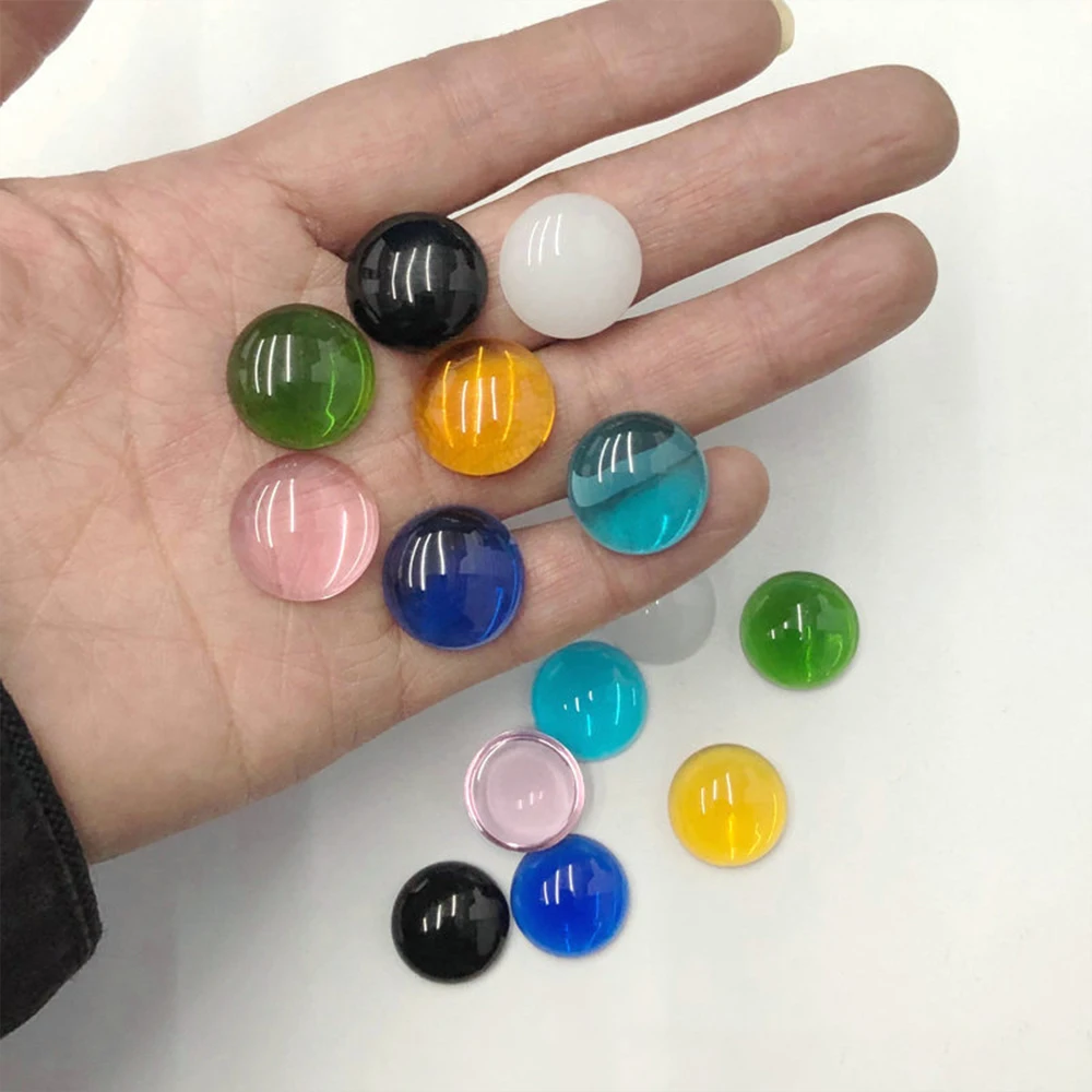 10/20Pcs 18mm Round Glass Cabochons, Imitation Crystal Agate Flatback Beads for DIY Hairpin & Jewelry