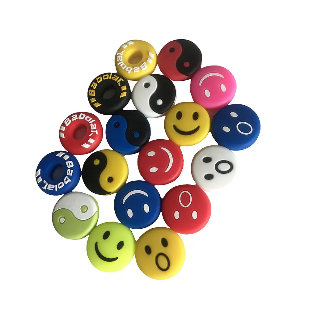 Embedded Silicone Tennis Racket Shock Absorber, Rosto Sorridente, Amortecedor de Tênis, Acessórios Esportivos, 1Pc