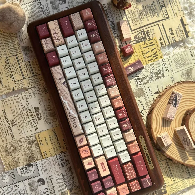 Vintage Cafe Thema Keycaps Set Pbt Sublimatie Key Caps Voor Mechanische Toetsenbord Accessoires Cherry Profiel Keyboard Caps Set