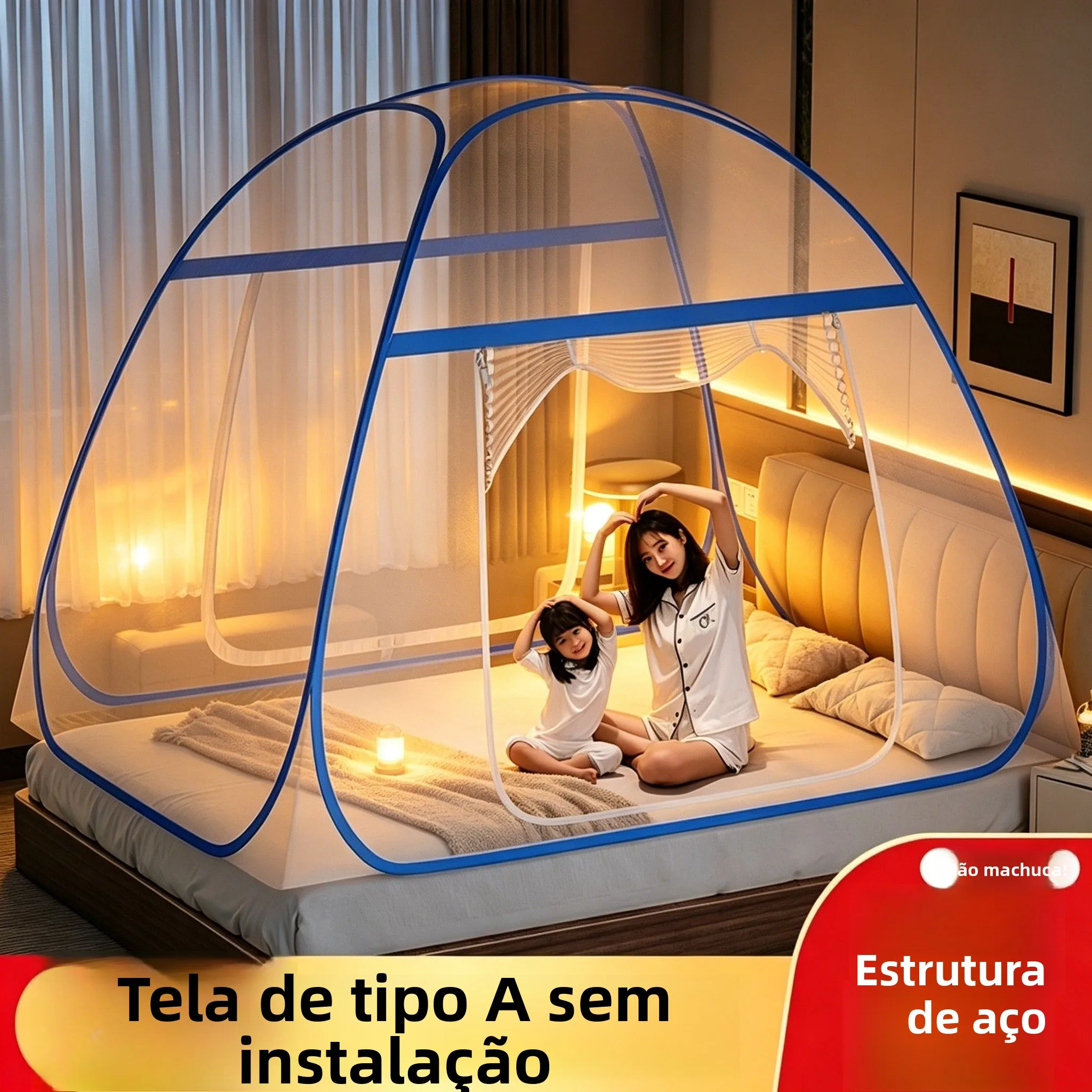 foldable-mongolian-tent-mosquito-net-full-cover-style-bedroom-anti-fall-full-bottom-new-type-prevent-falling-out-of-bed