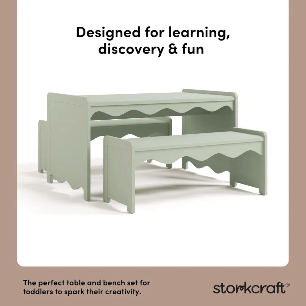 طقم طاولة ومقعد للأطفال في الأماكن المغلقة على طراز Storkcraft Casablanca Montessori باللون الأخضر المعتمد باللون الذهبي، عالي الجودة K #4