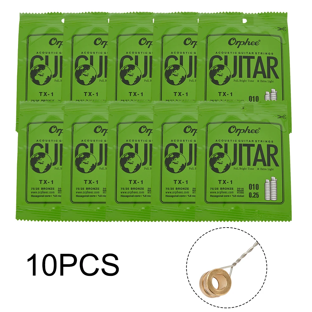 

10PCS Orphee Single Strings For Acoustic Guitar 1st E-String(.010) Replacement Guitar Lovers Single Strings Guitar Parts