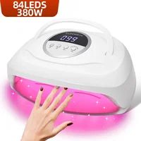 Lámpara LED UV de 380W para manicura de uñas, 84LEDS, lámparas profesionales de secado de esmalte de Gel con temporizador, herramienta de salón de manicura con Sensor automático