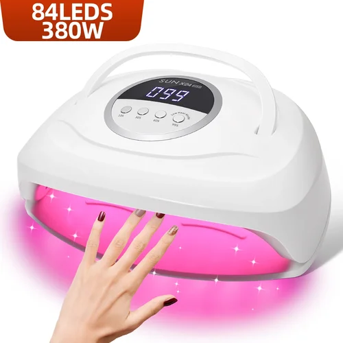 Lámpara LED UV de 380W para manicura de uñas, 84LEDS, lámparas profesionales de secado de esmalte de Gel con temporizador, herramienta de salón de manicura con Sensor automático