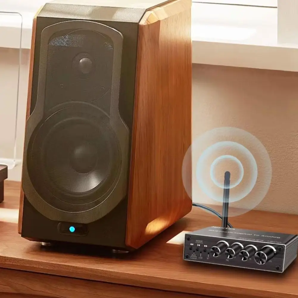 جهاز استقبال صوت بلوتوث USB AUX مدخل محوري رقمي ومخرج بصري مضخم صوت ستيريو مع جهاز تحكم عن بعد للمنزل