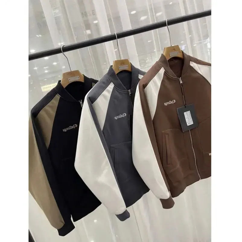 

Мужская хлопковая бейсбольная куртка с двойным воротником, весна-осень, молодежная, модная, брендовая, легкая, в стиле Maturi, цвет B...