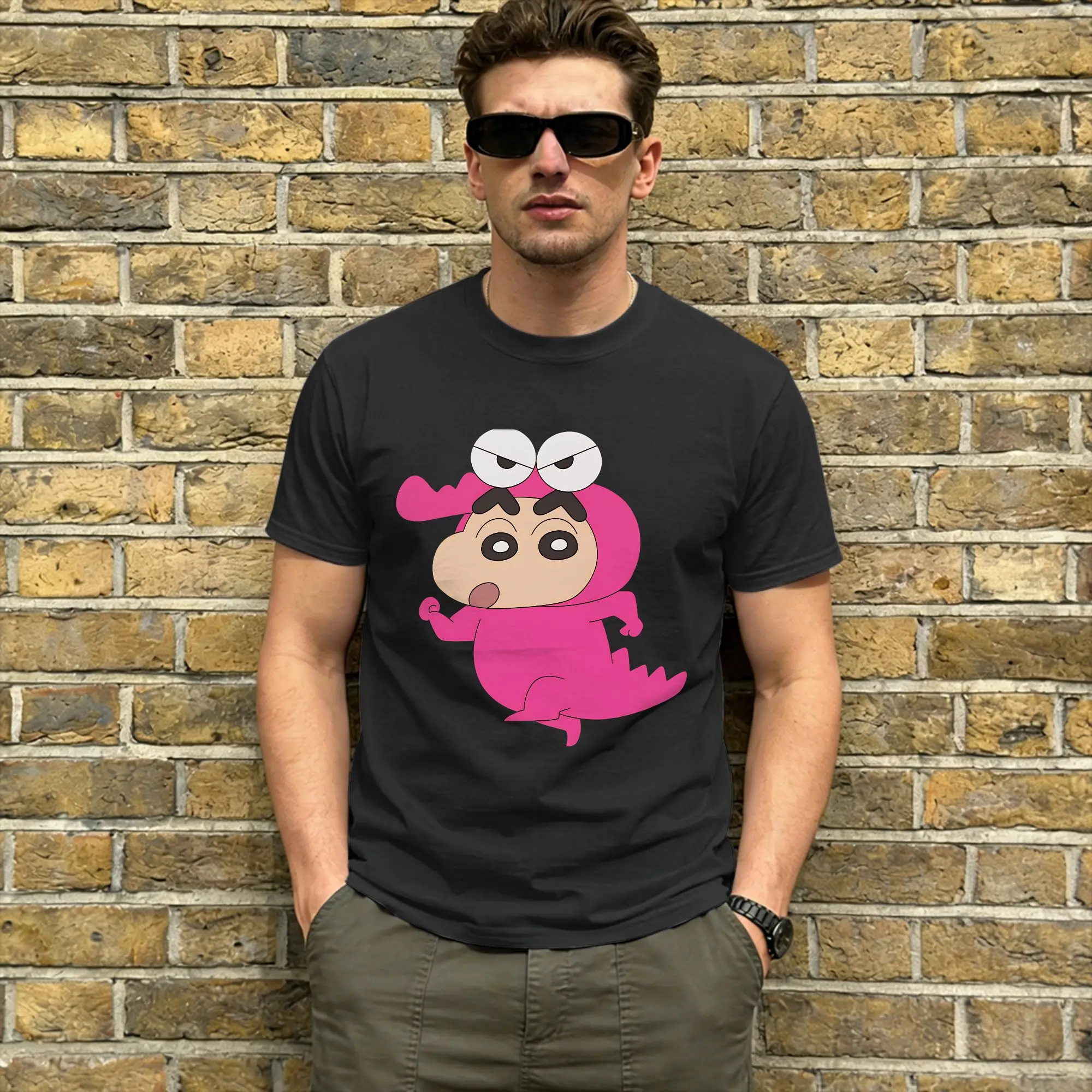 Crayon Shin-chans  T Shirt Men's  100% Cotton Fashion for Male T-Shirt Round Collar  Tees Short Sleeve Clothes Gift Idea