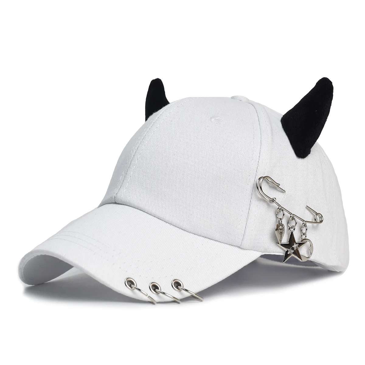 Fashion hip hop cotton baseball cap Creative Piercing Ring Caps Punk Adult Casual Solid Adjustable Unisex hat Snapback hats