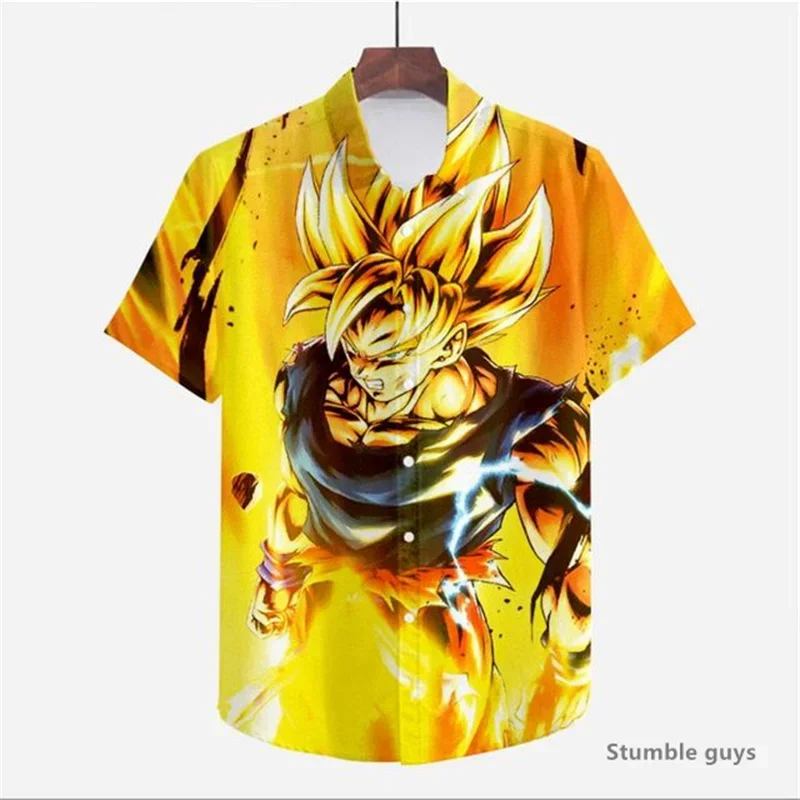 

Vegeta Мужские рубашки Dragon Ball Z Мужская социальная рубашка Harajuku Футболка Летняя блузка Мода Аниме Топы с короткими рукавами в пляжном стиле