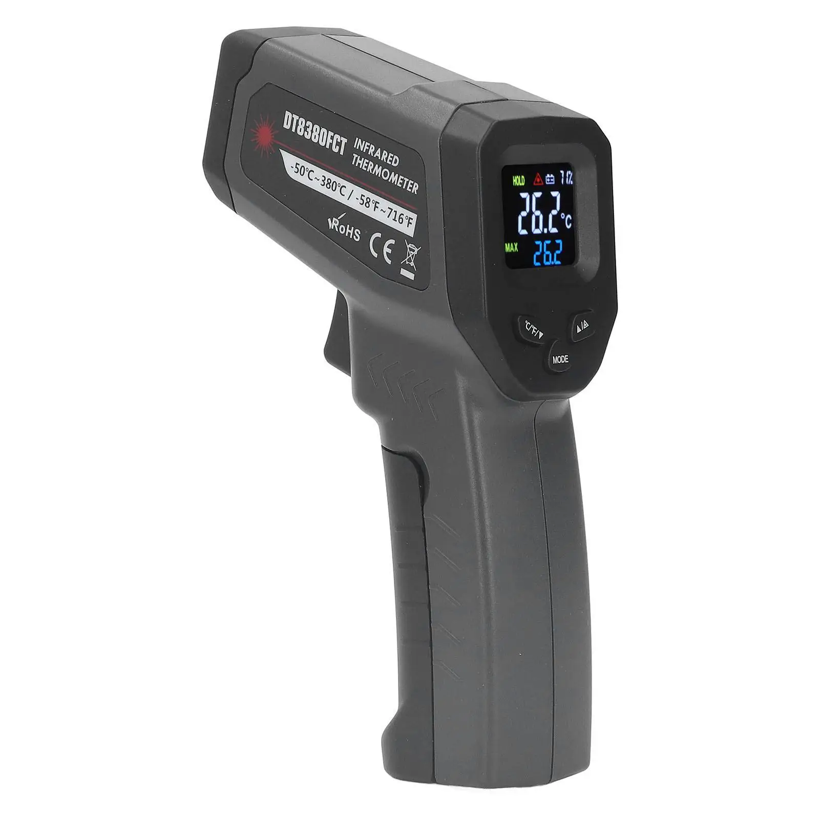 Versatile Handheld Infrared Thermometer with Backlit LCD - 12:1 Emissivity for kitchen & Home Use