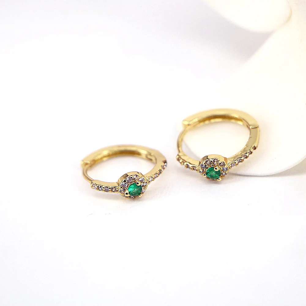 

5 пар, зеленые серьги-кольца с фианитом Micro Pave для женщин, круглая форма, золотой цвет, Pendientes Mujer, трендовые ювелирные изделия, подарок