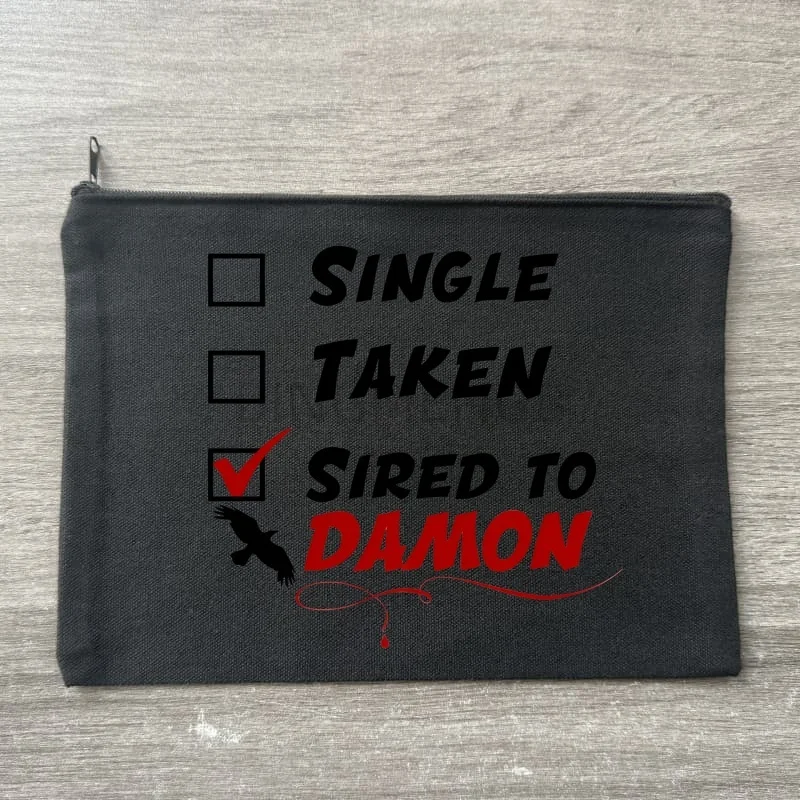 Damon Salvatore The Vampire Diaries Chronicles Vampiricas Storage Zipper Bag Canvas Black Cosmetic Bags Travel Perfume Lipstick
