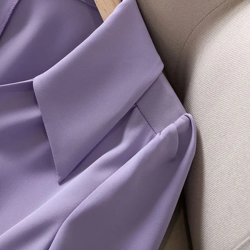 Temperament Mode Sping Neue Chiffon Shirts Frauen Solide Polo-Neck Einreiher Raffen Französisch Stil Puff Sleeve Lose Tops