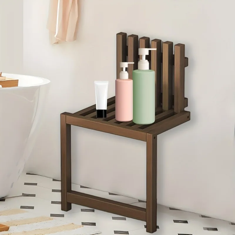 

Wall-Mounted Folding Bamboo Chair-Multi-Functional Shower Stool,Space-Saving Design,Suitable for Bathroom,Balconyand Living Room