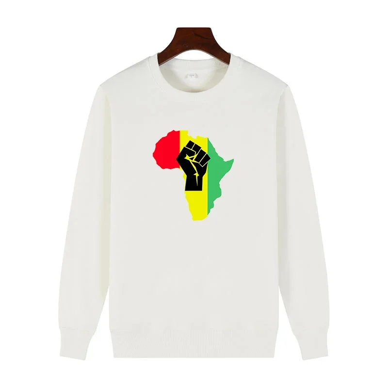 Africa Power Rasta Reggae Music Classic Fashion Graphic Sweatshirts Round Neck Hoodie Cotton Thick Sweater Hoodie Men's Clothing