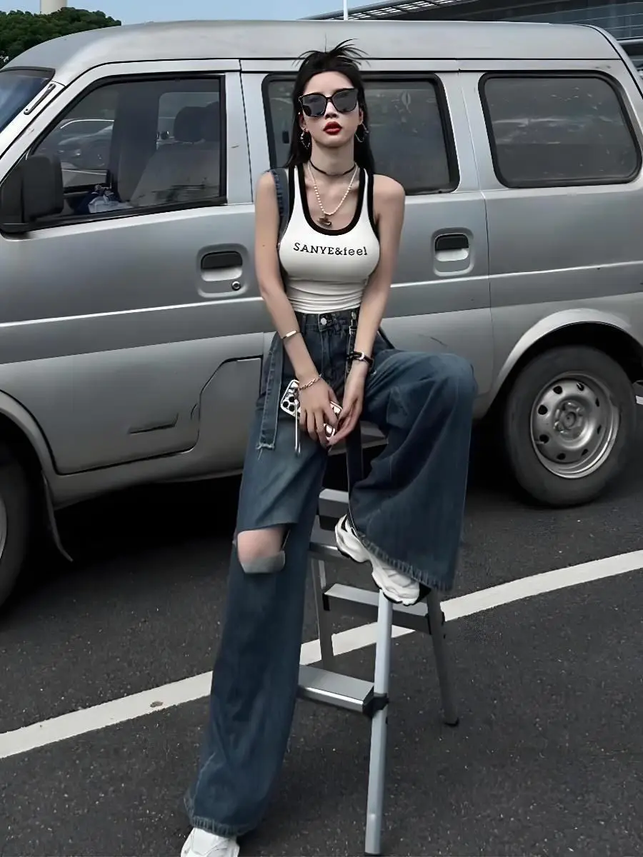 Elegante Damen-Overalls, lange Overalls, Baumwolle, Mädchen, niedlich, bedruckt, bequem, bunt, gepunktet, gerüschter Riemen, Crinkle