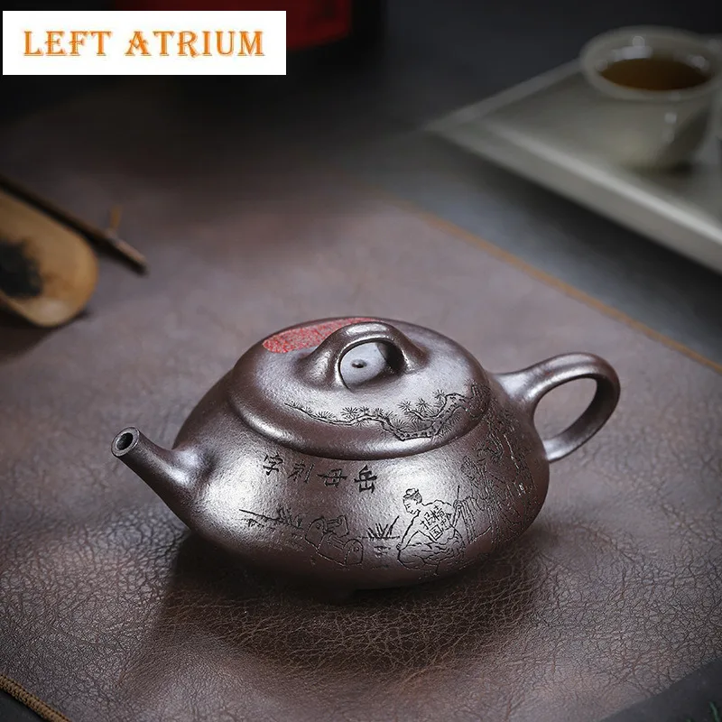 

330 мл Исин Фиолетовые Глиняные Чайники Ручной Работы Tripodia Камень Совок Горшок Необработанная Руда Золотой Песок Фиолетовый Чайник С Грязью и Заварочным Чайником Zisha