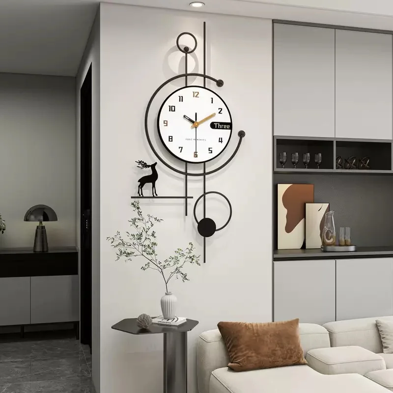 

Simple Wall Clock High-end Living Room Home Dining Room Decoration Clock Hanging On the Wall Creative No Drilling Silent Clock