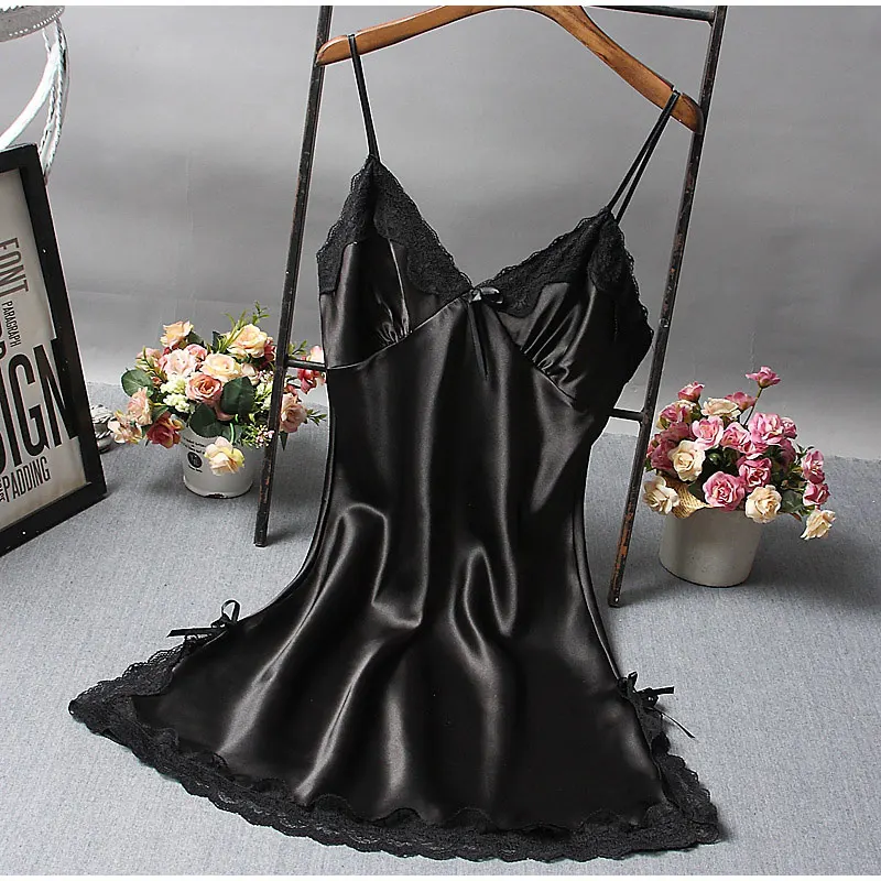

Solid Color Lace Trim Camisole Nightdress V-Neck Sleeveless Sleepwear for Women Soft Loungewear for Home Wear Valentine Gift