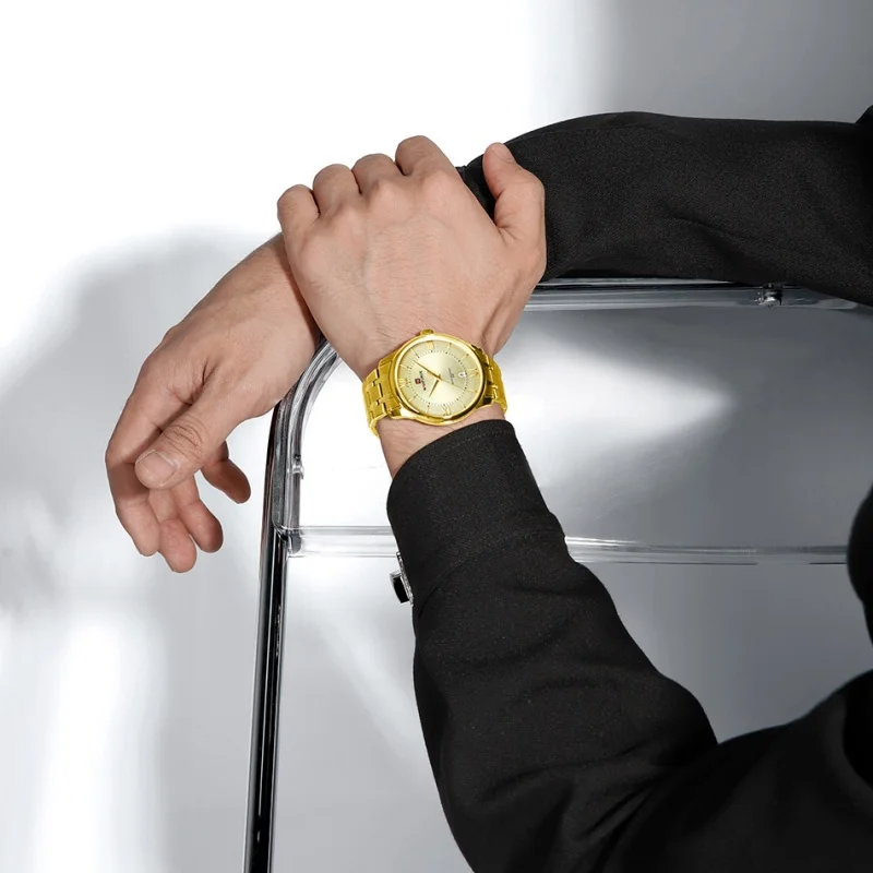 NF9272S NAVIFORCE Men's Chronograph Watch Stainless Steel Strap Calendar Minimalist 3ATM Waterproof Dial Men's Watch Classic