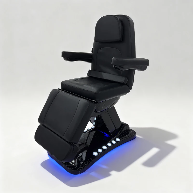 

New Design White Foot Control Salon Massage Table Bed 3 Motors Electric Relcining Swivel Salon Lash Cosmetic Bed with Lights