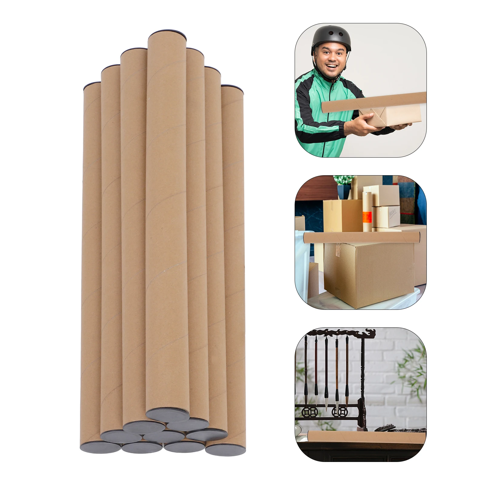 10 pcs Paper Cylinder 40x4cm Kraft Tubes for Documents Posters Artwork Blueprints Cardboard Mailers Packaging