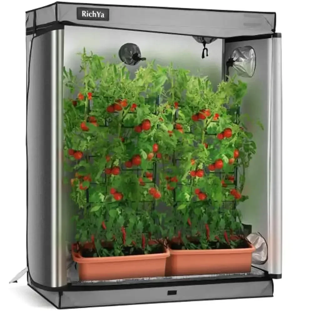 

4x2 Indoor Grow Tent High Density Diamond Reflective Mylar Oxford Fabric Double Transparent Observation Window Hanging Kit