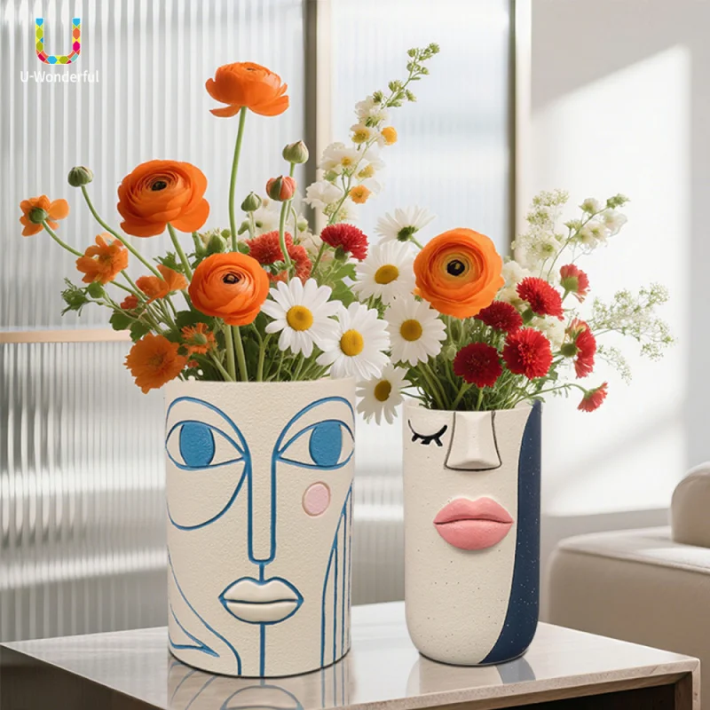 

Художественная смола, полулицевая ваза, украшение для стола, сушеные цветы, домашний декор, уникальная тема лица
