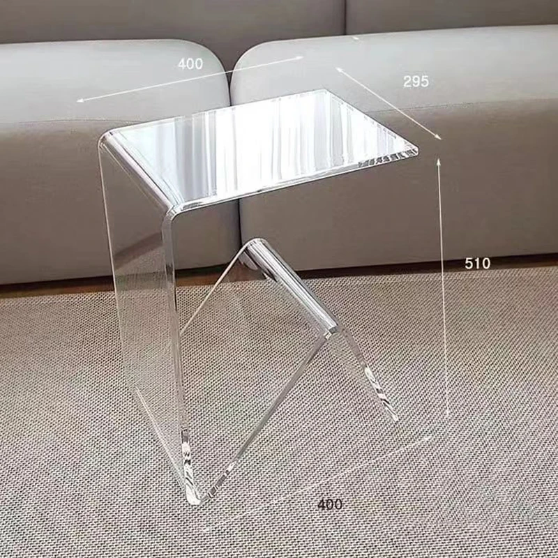 Transparenter C-förmiger Beistelltisch aus Acryl, Couchtische, luxuriöser Wohnzimmer-Mitteltisch, nordischer Sofa-Beistelltisch, Nachttisch