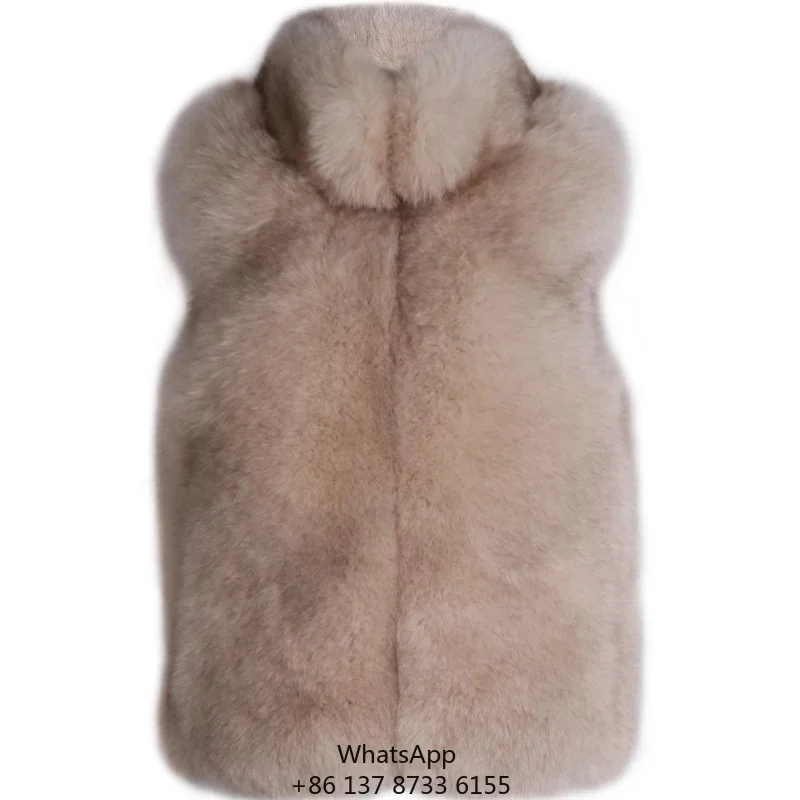 

Женский жилет из цельного меха лисы, зимний, теплый, с воротником-стойкой