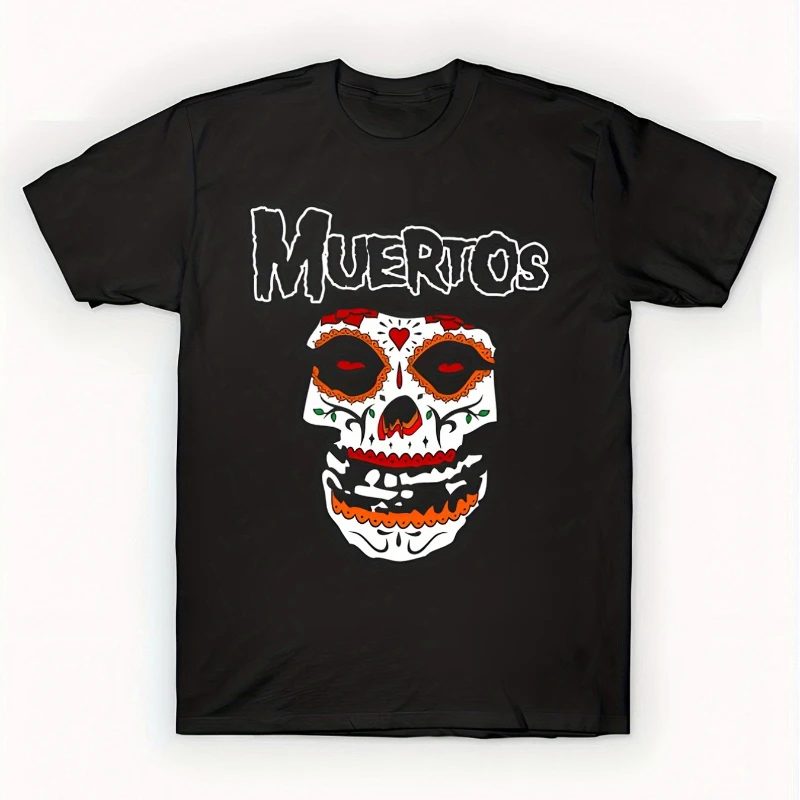 

2025 Summer Casual T-Shirt Day of The Dead Halloween Sugar Skull Punk Rock Band Logo Spoof Fun Men and Women