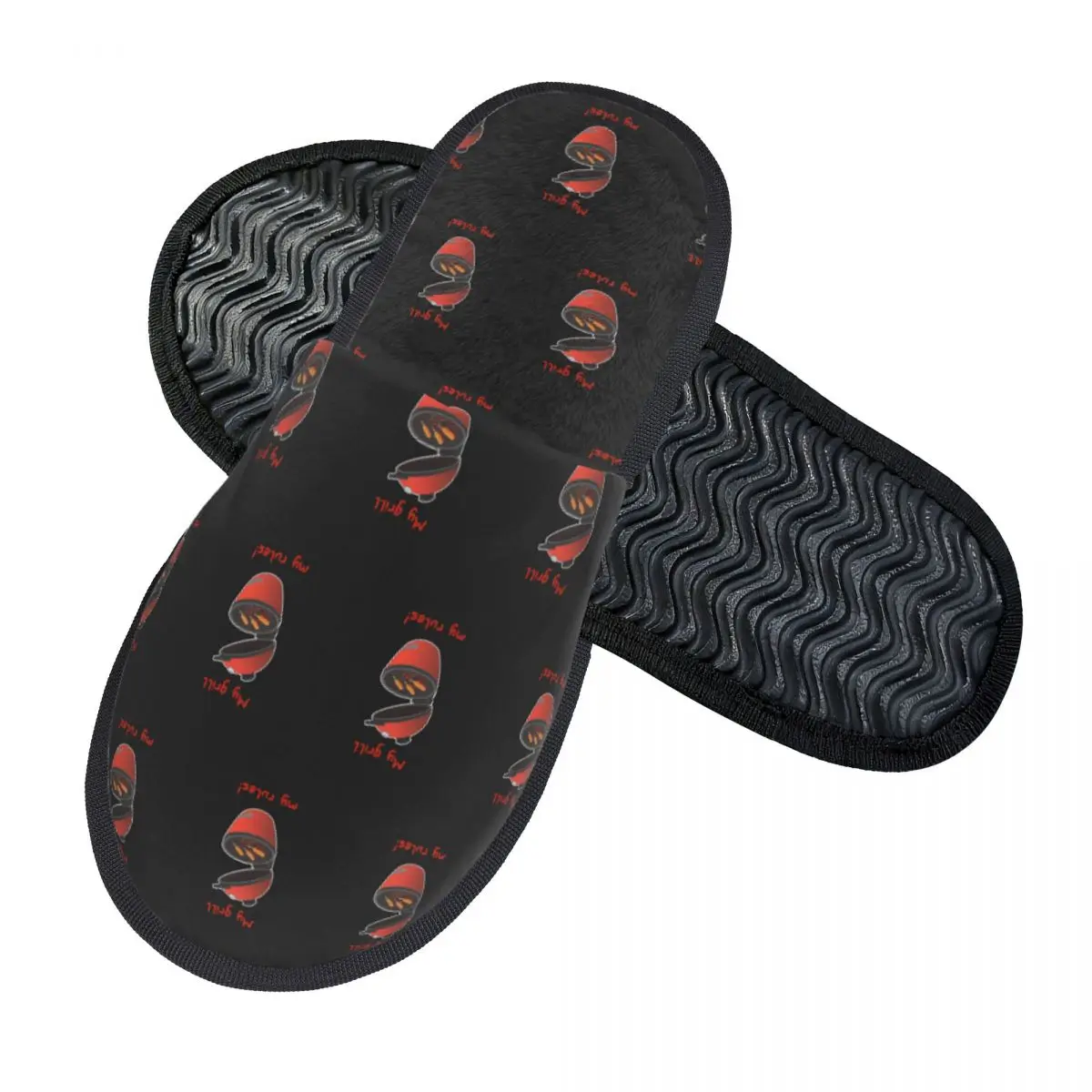 Custom Kamado Joe BBQ Grill And Smoke Slippers Memory Foam Warm Soft Women House Slipper Indoor Comfy Shoes