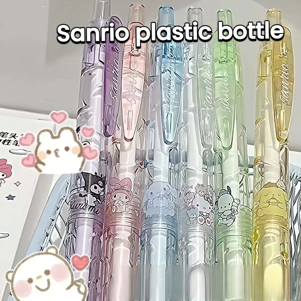 مجموعة أقلام جل سانريو الجديدة - 6 قطع من أقلام My Melody/Hello Kitty/Kuromi/Cinnamoroll/Pochacco، أقلام سريعة الجفاف مقاس 0.5 مم ST Nib للهدايا المدرسية