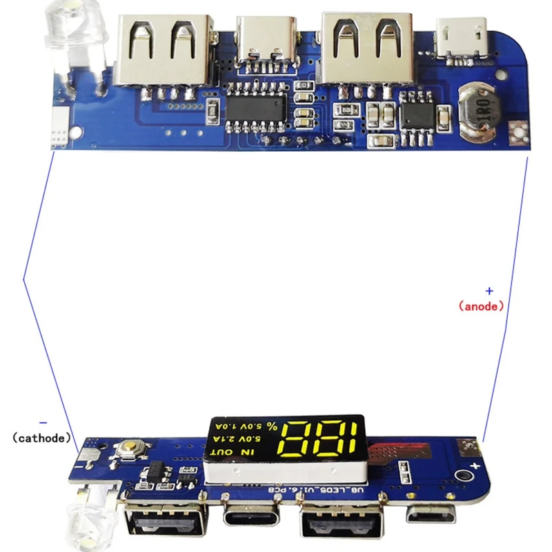 Dual USB 3.7V 5V 2A Boost Mobile Power Bank DIY Power Bank Charger Board Module With LED Indicator Motherboard