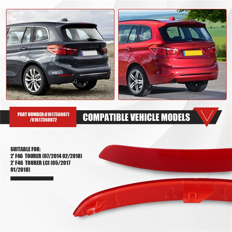 

1Pair For BMW 2 Series F45 F46 New Rear Bumper Reflector Light 61617360871, 61617360872